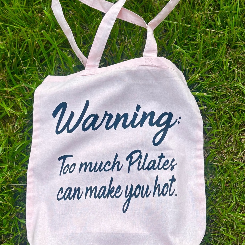 Pink Tote Bag with Fun Pilates Quote